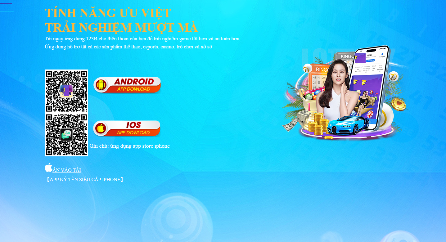 Tải xuống ứng dụng di động sòng bạc 123b cho Android và iOS của bạn