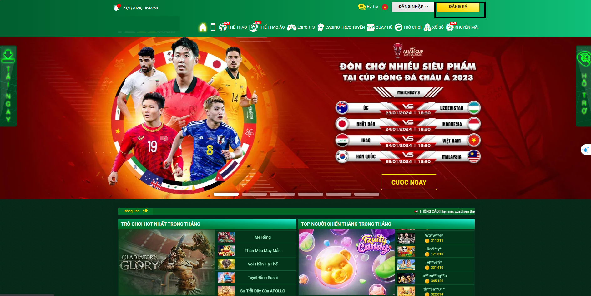 Nút đăng ký sòng bạc FB88