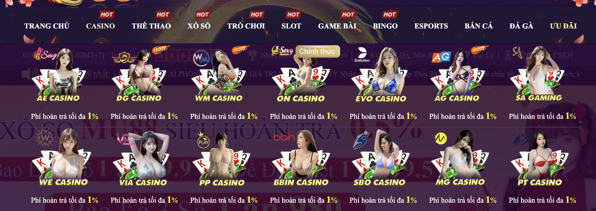 Nhiều lựa chọn sòng bạc trực tiếp khác nhau dành cho mọi người chơi Mu 88 từ Việt Nam