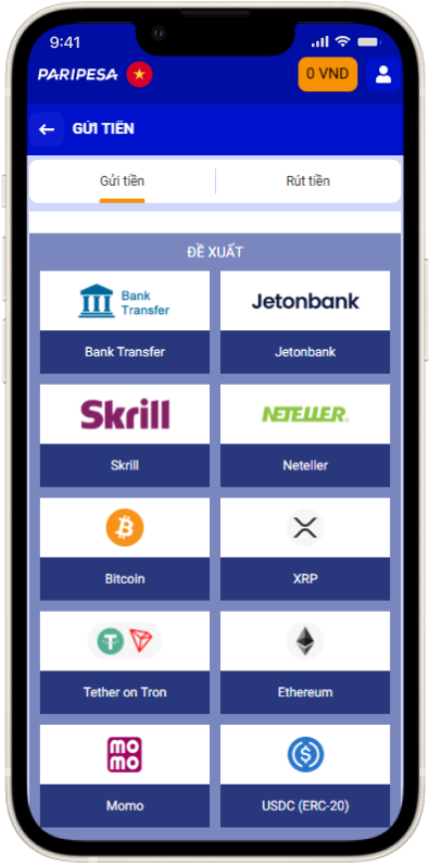 Các phương thức thanh toán phổ biến và an toàn tại link vao Paripesa