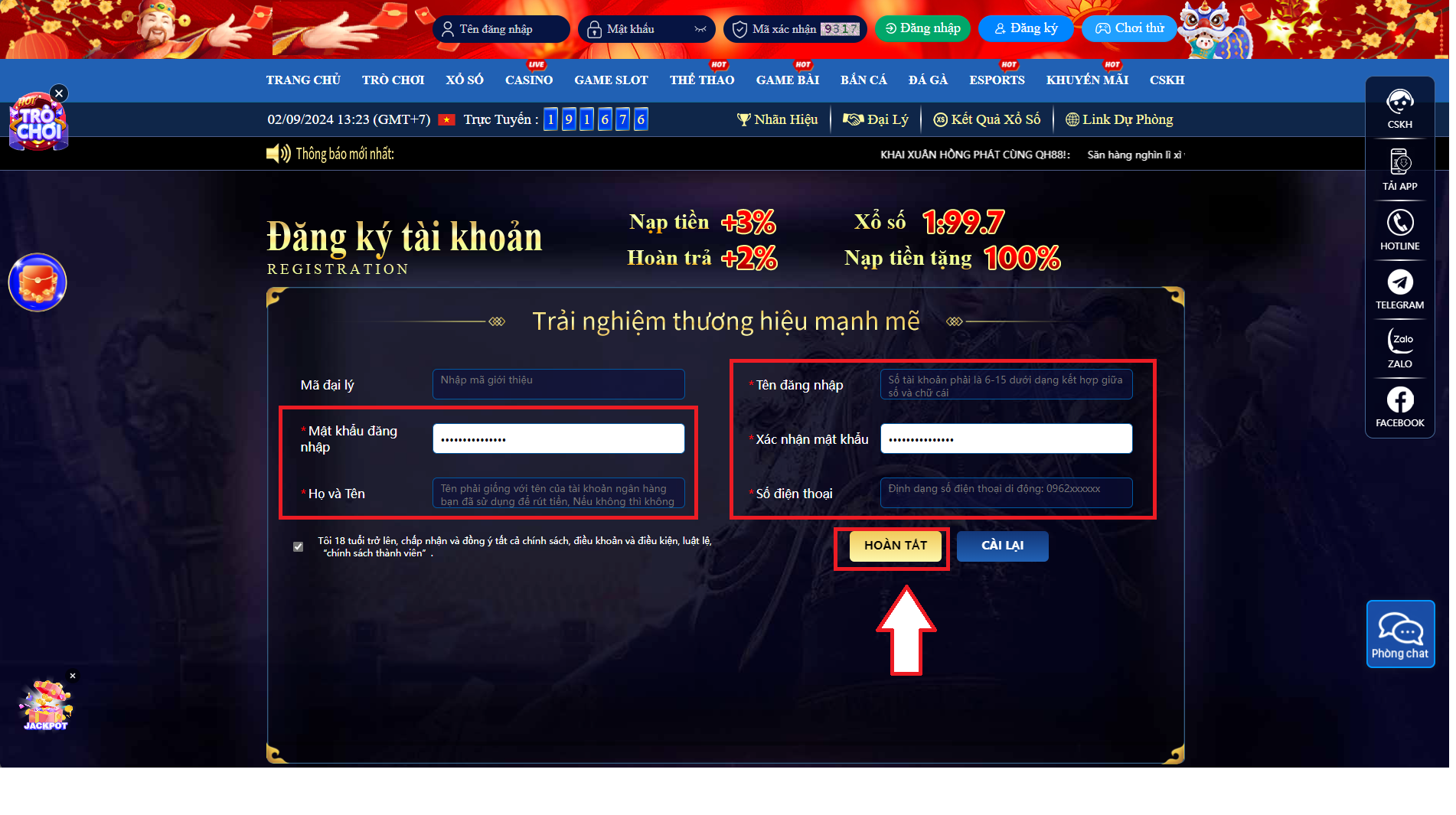 Đăng ký từng bước dễ dàng tại sòng bạc QH88