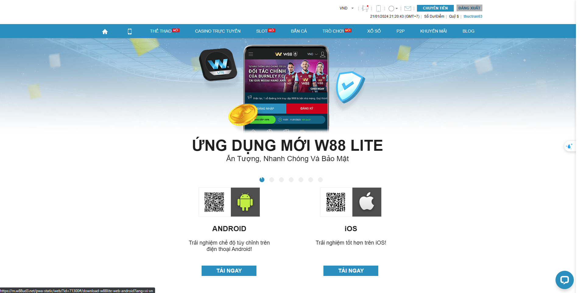 Sòng bạc di động W88 dành cho mọi người chơi